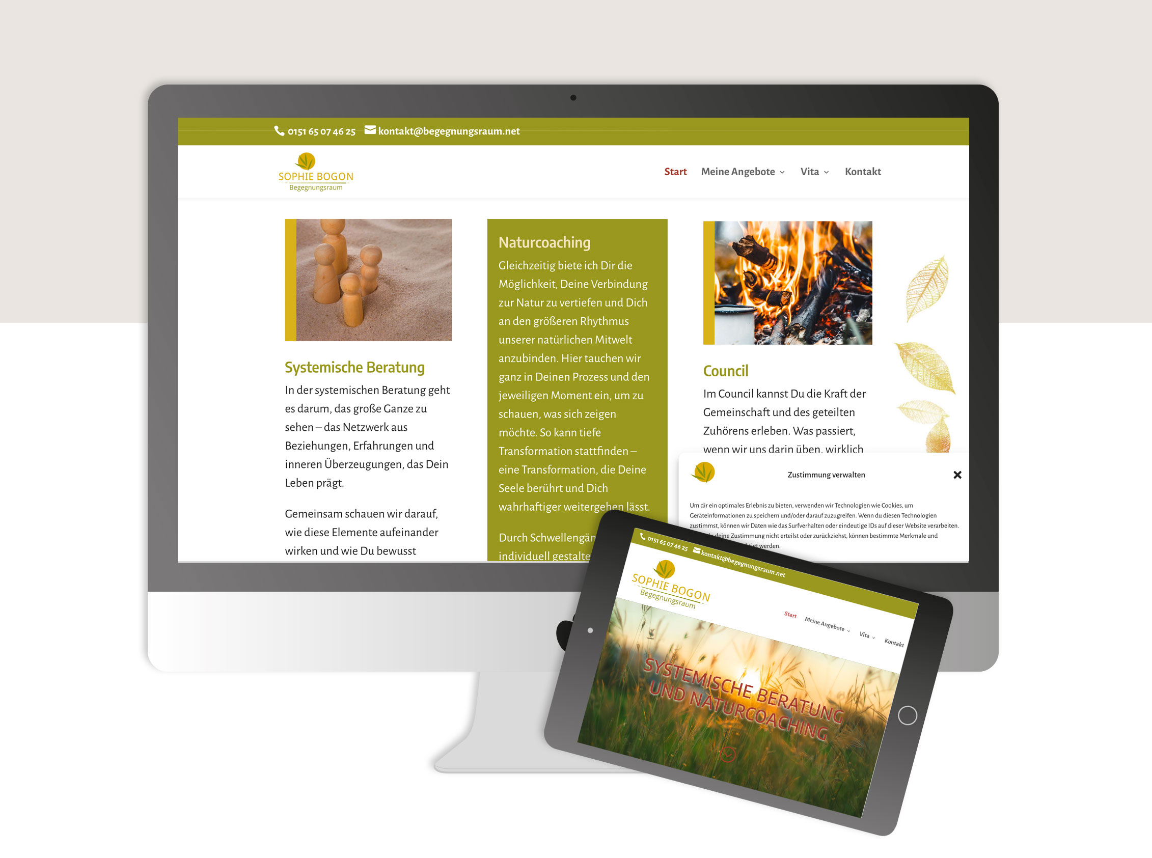 Gezeigt wird eine Startseite auf einem Computer als Musterbeispiel.